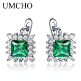 925 Silver Emerald Birthstone Clip Earrings for Women
