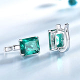 Emerald Gemstone Clip Earrings 925 Sterling Silver Green Gemstone Wedding Gift