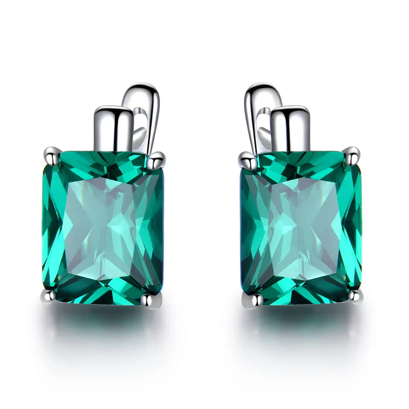 Emerald Gemstone Clip Earrings 925 Sterling Silver Green Gemstone Wedding Gift