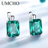 Emerald Gemstone Clip Earrings 925 Sterling Silver Green Gemstone Wedding Gift