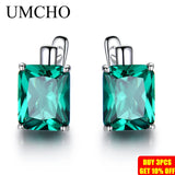 Emerald Gemstone Clip Earrings 925 Sterling Silver Green Gemstone Wedding Gift