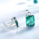 Emerald Gemstone Clip Earrings 925 Sterling Silver Green Gemstone Wedding Gift