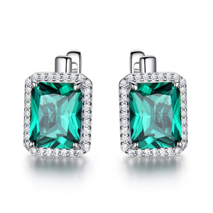 Emerald Gemstone Clip On Earrings 925 Silver Birthday Gift