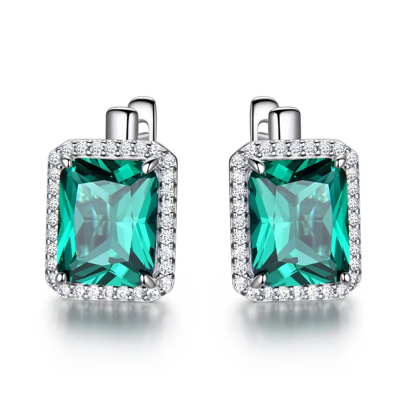 Emerald Gemstone Clip On Earrings 925 Silver Birthday Gift