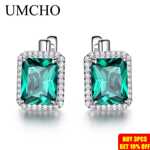 Emerald Gemstone Clip On Earrings 925 Silver Birthday Gift
