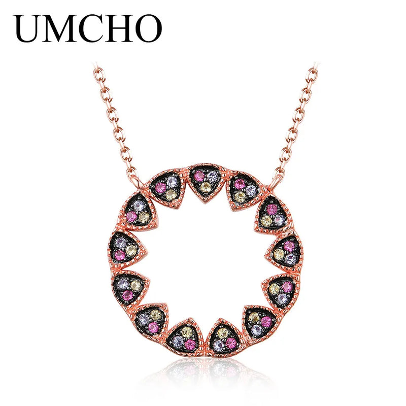 925 Silver Nano Gemstone Round Chain Necklace For Women