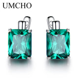 Emerald Clip Earrings 925 Silver Colorful Gemstone Earrings For Women