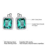 Emerald Clip Earrings 925 Sterling Silver Colorful Gemstone Earrings