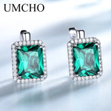 Emerald Clip Earrings 925 Sterling Silver Colorful Gemstone Earrings