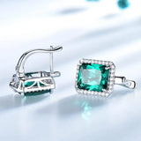 Emerald Clip Earrings 925 Sterling Silver Colorful Gemstone Earrings