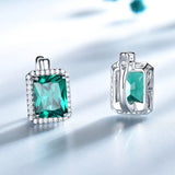 Emerald Clip Earrings 925 Sterling Silver Colorful Gemstone Earrings