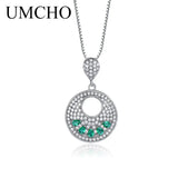 925 Silver Nano Emerald Green Gemstone Pendant Necklace For Women