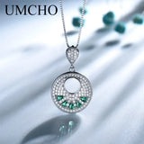 925 Silver Nano Emerald Green Gemstone Pendant Necklace For Women