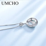 925 Silver Nano Emerald Green Gemstone Pendant Necklace For Women