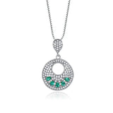 925 Silver Nano Emerald Green Gemstone Pendant Necklace For Women
