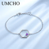 Amethyst Gemstone Bracelet 925 Sterling Silver Purple Chain Fine Jewelry Gift