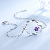 Amethyst Gemstone Bracelet 925 Sterling Silver Purple Chain Fine Jewelry Gift