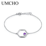 Amethyst Gemstone Bracelet 925 Sterling Silver Purple Chain Fine Jewelry Gift