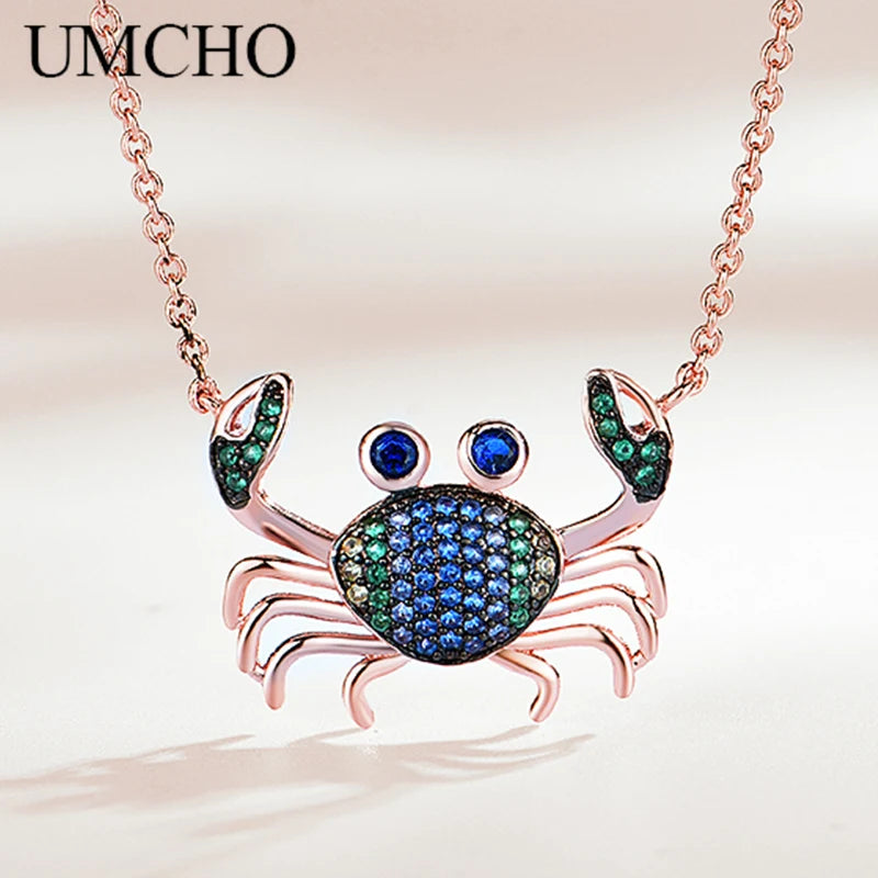 925 Sterling Silver Tiny Crab Pendant for Women - C0430
