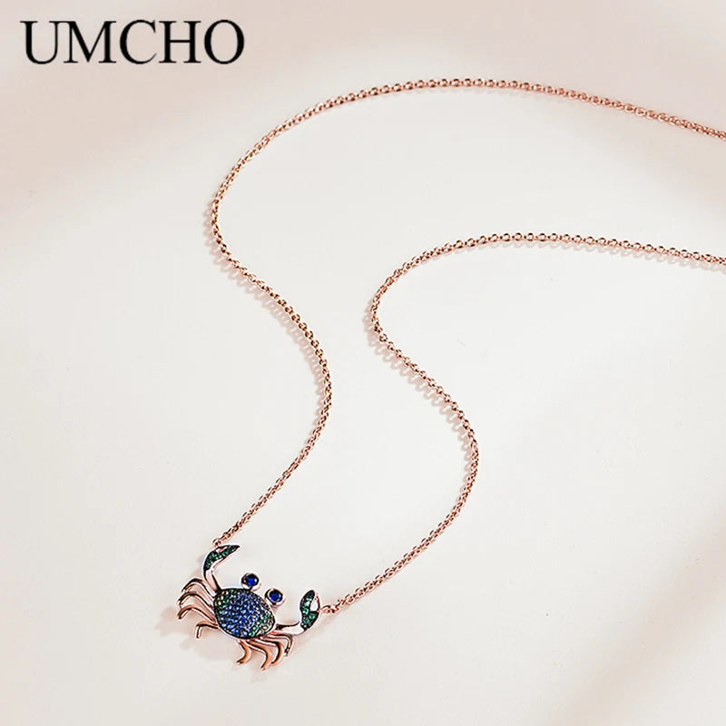 925 Sterling Silver Tiny Crab Pendant for Women - C0430