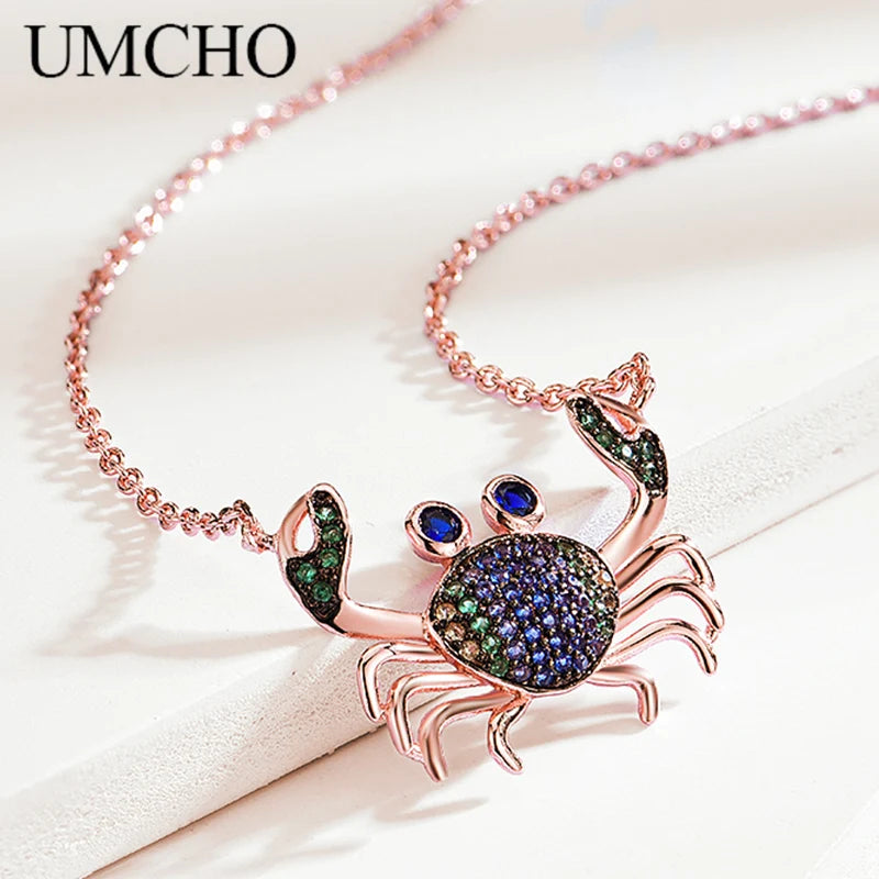 925 Sterling Silver Tiny Crab Pendant for Women - C0430