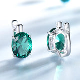 Emerald Colorful Gemstone Clip Earrings Sterling Silver Anniversary Gift