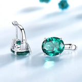 Emerald Colorful Gemstone Clip Earrings Sterling Silver Anniversary Gift