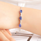 925 Silver Tanzanite Adjustable Tennis Bracelet Christmas Gift