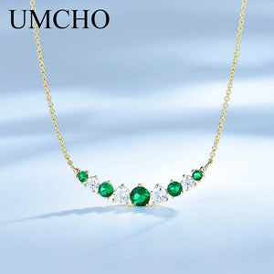925 Silver Yellow Chain Emerald Necklace Mother's Gift