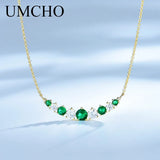 925 Silver Yellow Chain Emerald Necklace Mother's Gift