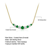925 Silver Yellow Chain Emerald Necklace Mother's Gift