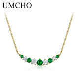925 Silver Yellow Chain Emerald Necklace Mother's Gift
