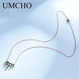 925 Silver Chains Necklaces with Nano Gemstone for Women