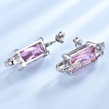 925 Silver Pink CZ Dangle Earrings Romantic Gift