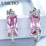 925 Silver Pink CZ Dangle Earrings Romantic Gift