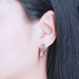 925 Silver Pink CZ Dangle Earrings Romantic Gift