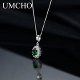 925 Silver Necklace with Emerald Pendants for Women - Mother's Gift