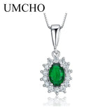 925 Silver Necklace with Emerald Pendants for Women - Mother's Gift