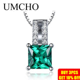 925 Silver Pendant Green Emerald Charm Wedding Pendant