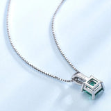 925 Silver Pendant Green Emerald Charm Wedding Pendant