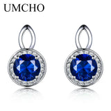 925 Silver Sapphire Stud Earrings Women Fine Jewelry