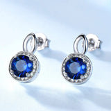 925 Silver Sapphire Stud Earrings Women Fine Jewelry