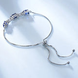 925 Silver Oval Created Nano Sapphire Bracelet Romantic Jewelry For Women