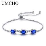 925 Silver Oval Created Nano Sapphire Bracelet Romantic Jewelry For Women