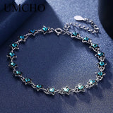Real 925 Silver Bracelet Star Shape Crystal Bracelets Romantic Jewelry