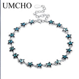 Real 925 Silver Bracelet Star Shape Crystal Bracelets Romantic Jewelry