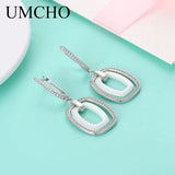 925 Silver Ceramic Zircon Drop Earrings Classic Party Prom Dance