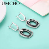 925 Silver Ceramic Zircon Drop Earrings Classic Party Prom Dance