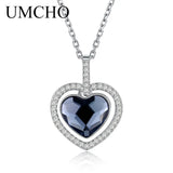 Crystal Heart Pendant Necklace for Women Girl Prom