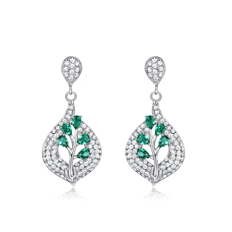 925 Silver Drop Earrings Nano Gemstone Wedding Fine Jewelry